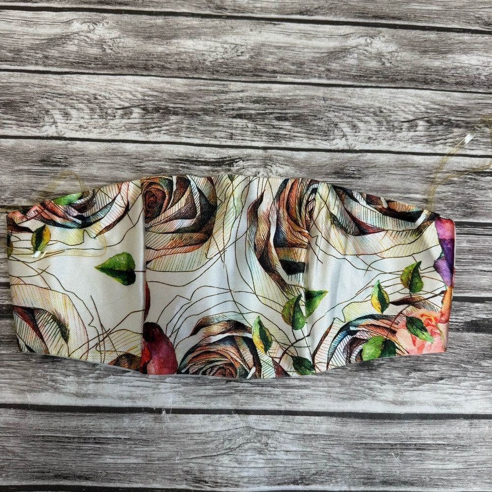 L’atiste by Amy Floral Strapless Bandeau Crop Top Bralette Women’s S